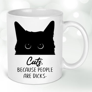 Cheeky Cat Coffee Mug - Pet Lover Present - Humorous Feline Cup - DENMARY